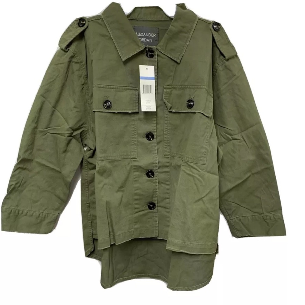 Alexander Jordan Women's Lightly Frayed Hem Utility Jacket MSRP$79 Size XL New